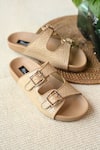 Shop_Miraki_Beige Textured Pattern Slides _at_Aza_Fashions