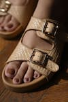 Buy_Miraki_Beige Textured Pattern Slides _Online_at_Aza_Fashions