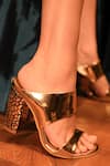 Buy_Miraki_Gold Mirror Work Block Heels _at_Aza_Fashions