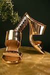 Buy_Miraki_Gold Mirror Work Block Heels _Online_at_Aza_Fashions