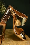 Shop_Miraki_Gold Mirror Work Block Heels _Online_at_Aza_Fashions