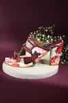 Miraki_Brown Floral Print Kolhapuri Block Heels _Online_at_Aza_Fashions