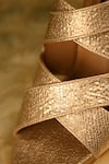 Buy_Miraki_Gold Metallic Criss Cross Strap Block Heels _Online_at_Aza_Fashions