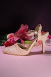 Buy_Miraki_Peach Bead Sequin Embroidered Heels _Online_at_Aza_Fashions