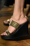 Miraki_Black Stud Metallic Embellished Wedges _Online_at_Aza_Fashions