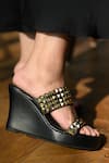 Buy_Miraki_Black Stud Metallic Embellished Wedges _Online_at_Aza_Fashions