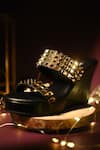 Shop_Miraki_Black Stud Metallic Embellished Wedges _Online_at_Aza_Fashions