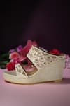 Buy_Miraki_Cream Sequin And Pearl Embroidered Wedges _Online_at_Aza_Fashions