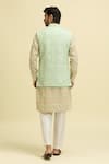 Shop_Ankit V Kapoor_Green Lucknowi Embroidered Thread Turbat Nehru Jacket _at_Aza_Fashions