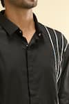 Sanjana reddy Designs_Black Embroidered Striped Placement Shirt _Online_at_Aza_Fashions