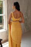 Shop_Zoon_Yellow Blouse Flat Chiffon Embroidery Bead Stripe Pre-stitched Saree With _at_Aza_Fashions