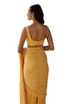 Zoon_Yellow Blouse Flat Chiffon Embroidery Bead Stripe Pre-stitched Saree With _Online