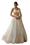 Zoon_Ivory Pure Silk Organza Embroidery Aari Sweetheart Neck Sequin Skirt Set _Online_at_Aza_Fashions