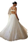 Buy_Zoon_Ivory Pure Silk Organza Embroidery Aari Sweetheart Neck Sequin Skirt Set 