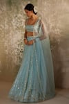 Buy_Zoon_Blue Pure Silk Organza Embroidery Aari Square Neck Work Lehenga Set _Online_at_Aza_Fashions