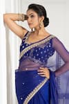 Gul By Aishwarya_Blue Silk Organza Embroidered Aari Square Border Saree With Blouse _Online_at_Aza_Fashions