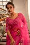 Buy_Gul By Aishwarya_Fuchsia Saree Pure Silk Organza Embroidered Aari Cutwork With Blouse _Online_at_Aza_Fashions