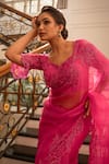 Shop_Gul By Aishwarya_Fuchsia Saree Pure Silk Organza Embroidered Aari Cutwork With Blouse _Online_at_Aza_Fashions