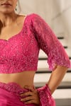 Gul By Aishwarya_Fuchsia Saree Pure Silk Organza Embroidered Aari Cutwork With Blouse _at_Aza_Fashions