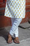 Kalp_White Cotton Print Floral Misty Vision Kurta With Pant _Online_at_Aza_Fashions