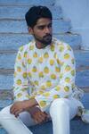 Kalp_White Cotton Print Floral Bloom Kurta With Pant _at_Aza_Fashions