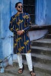 Buy_Kalp_Blue Cotton Print Bamboo Summer Palm Kurta With Pant _at_Aza_Fashions