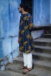 Shop_Kalp_Blue Cotton Print Bamboo Summer Palm Kurta With Pant _Online_at_Aza_Fashions