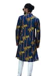 Kalp_Blue Cotton Print Bamboo Summer Palm Kurta With Pant _at_Aza_Fashions