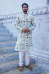 Buy_Kalp_Sky Blue Cotton Print Floral Muted Kurta With Pant _at_Aza_Fashions