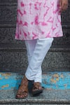 Kalp_Pink Cotton Plain Tie Dye Paradise Kurta With Pant _Online_at_Aza_Fashions