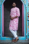 Buy_Kalp_Pink Cotton Plain Tie Dye Paradise Kurta With Pant _Online_at_Aza_Fashions