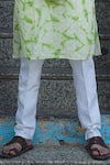 Kalp_Green Cotton Plain Tie Dye Print Kurta With Pant _Online_at_Aza_Fashions