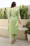 Shop_ASRUMO_Green Cotton Gauze Embroidery Thread Bloom Round Blossom And Lace Kurta Pant Set _at_Aza_Fashions