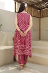 Shop_ASRUMO_Pink Cotton Voile Tie Dye Bandhani U Neck Kurta Pant Set _at_Aza_Fashions