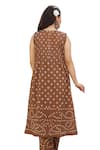 Shop_ASRUMO_Brown Cotton Voile Tie Dye Bandhani U Neck Bandhej Kurta Pant Set _Online_at_Aza_Fashions