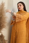 ASRUMO_Yellow Cotton Gauze Embroidery Lace Sunshine Bliss Embellished Kurta Pant Set _Online