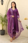 Buy_ASRUMO_Purple Chanderi Embroidery Lace Glass Neck Gardenia Embellished Kurta Pant Set _at_Aza_Fashions