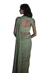 Swatti Kapoor_Green Hand Woven 40gm Chanderi Print Foil Maahi Pre-draped Saree _at_Aza_Fashions