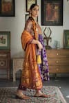 Shop_Swatti Kapoor_Orange Hand Woven 40gm Chanderi Printed Foil Nuhal Dupatta _at_Aza_Fashions