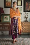 Swatti Kapoor_Orange Hand Woven 40gm Chanderi Printed Foil Nuhal Dupatta _Online_at_Aza_Fashions