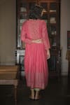 Shop_Swatti Kapoor_Pink Kurta Hand Woven 40gm Chanderi Printed Geometric Pattern Simrat Anarkali _at_Aza_Fashions