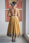 Shop_Swatti Kapoor_Yellow Hand Woven Chanderi 60gm Gota Lace Gathered Tisha Skirt _at_Aza_Fashions