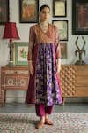 Buy_Swatti Kapoor_Multi Color Handwoven Yarn Dyed Silk Foil Baani Panelled Embroidered Kurta _at_Aza_Fashions