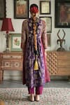 Shop_Swatti Kapoor_Multi Color Handwoven Yarn Dyed Silk Foil Baani Panelled Embroidered Kurta _at_Aza_Fashions