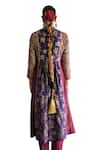 Swatti Kapoor_Multi Color Handwoven Yarn Dyed Silk Foil Baani Panelled Embroidered Kurta _at_Aza_Fashions