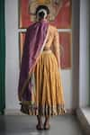 Shop_Swatti Kapoor_Purple Handwoven 40gm Chanderi Foil Printed Tassels Bijul Dupatta _at_Aza_Fashions