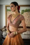 Swatti Kapoor_Multi Color Handwoven Yarn Dyed Silk Embroidered Bead Chand Beadwork Blouse _at_Aza_Fashions