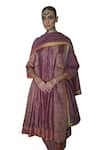 Buy_Swatti Kapoor_Purple Handwoven Chanderi Embroidered Bead Round Geet Zari Striped Kurta _Online_at_Aza_Fashions