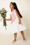 Buy_A Little Fable_White 100% Cotton Embroidered Flower Primrose Dress _Online_at_Aza_Fashions