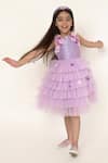 Buy_A Little Fable_Purple 100% Polyester Lining 100% Cotton Embellished Ruffled Tulle Dress _at_Aza_Fashions